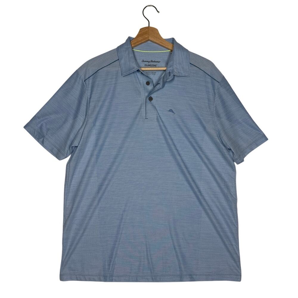 Tommy Bahama Palm Coast Pro IslandZone Polo Shirt Light Blue Sz M Golf Casual